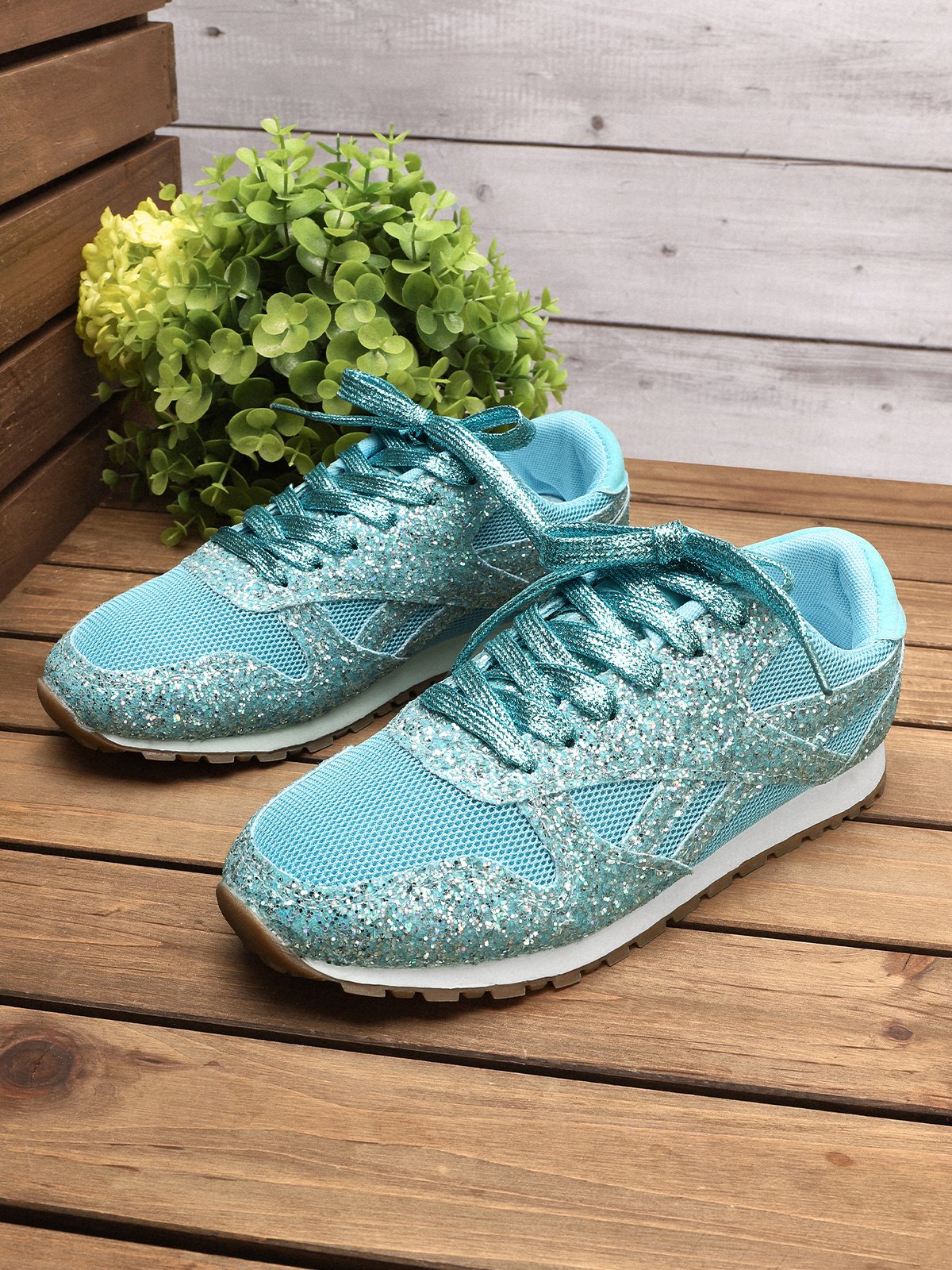 flowersverse Women Muffin Rhinestone New Crystal Platform Sneakers