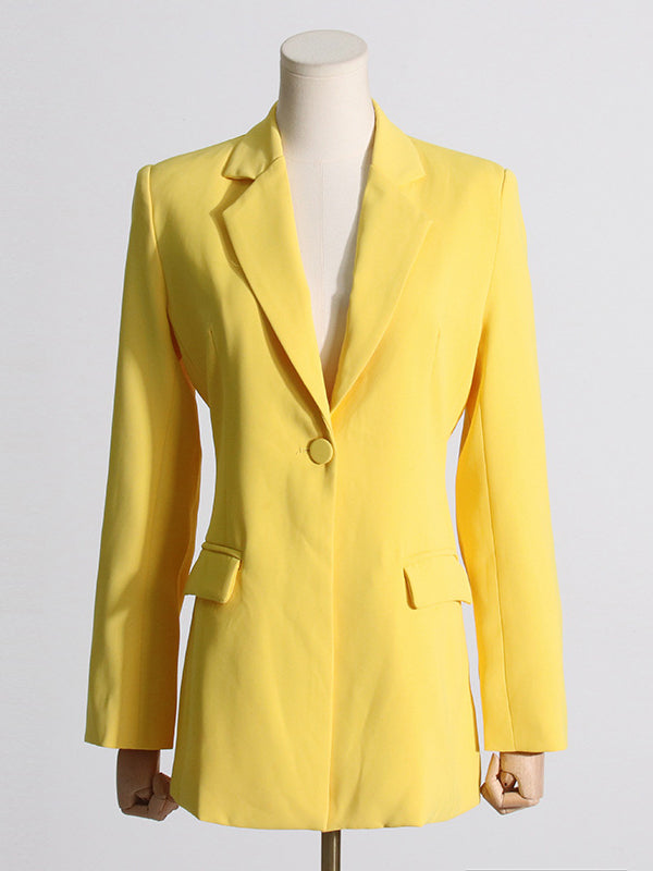 flowersverse Backless Buttoned Hollow Rhine Stones Solid Color Long Sleeves Deep V-Neck Blazer