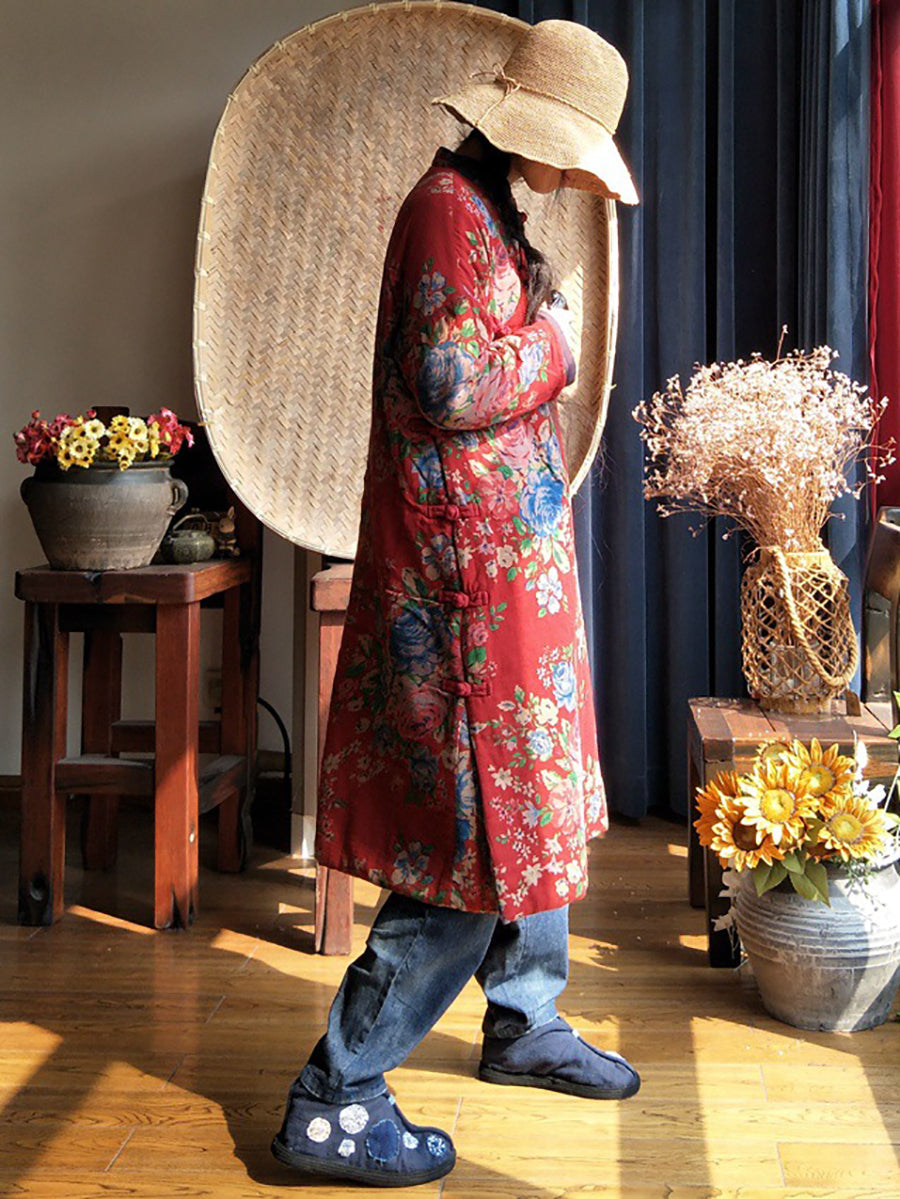 flowersverse Women Ethnic Flower Slant-Closure Dress