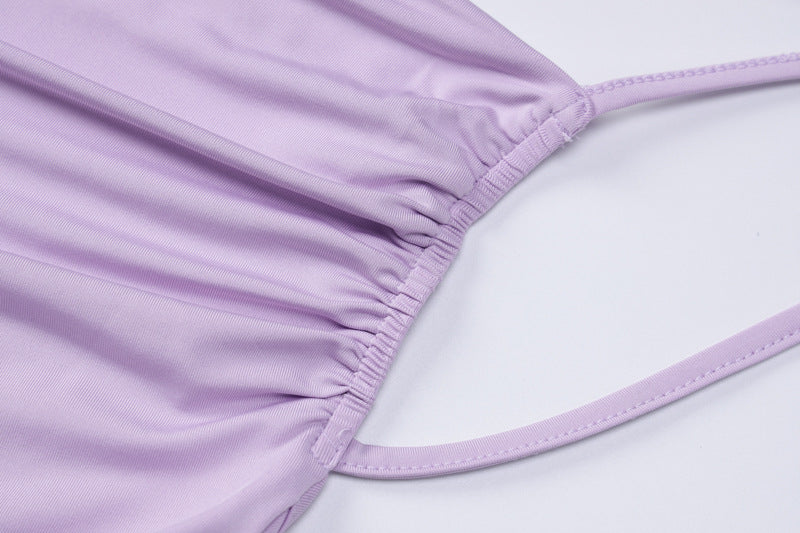 flowersverse Women Summer Sexy Backless Ruched Tie Bodycon Dress