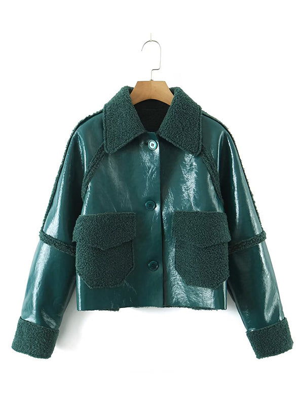flowersverse Casual Loose Patchwork Lapel Collar Coat