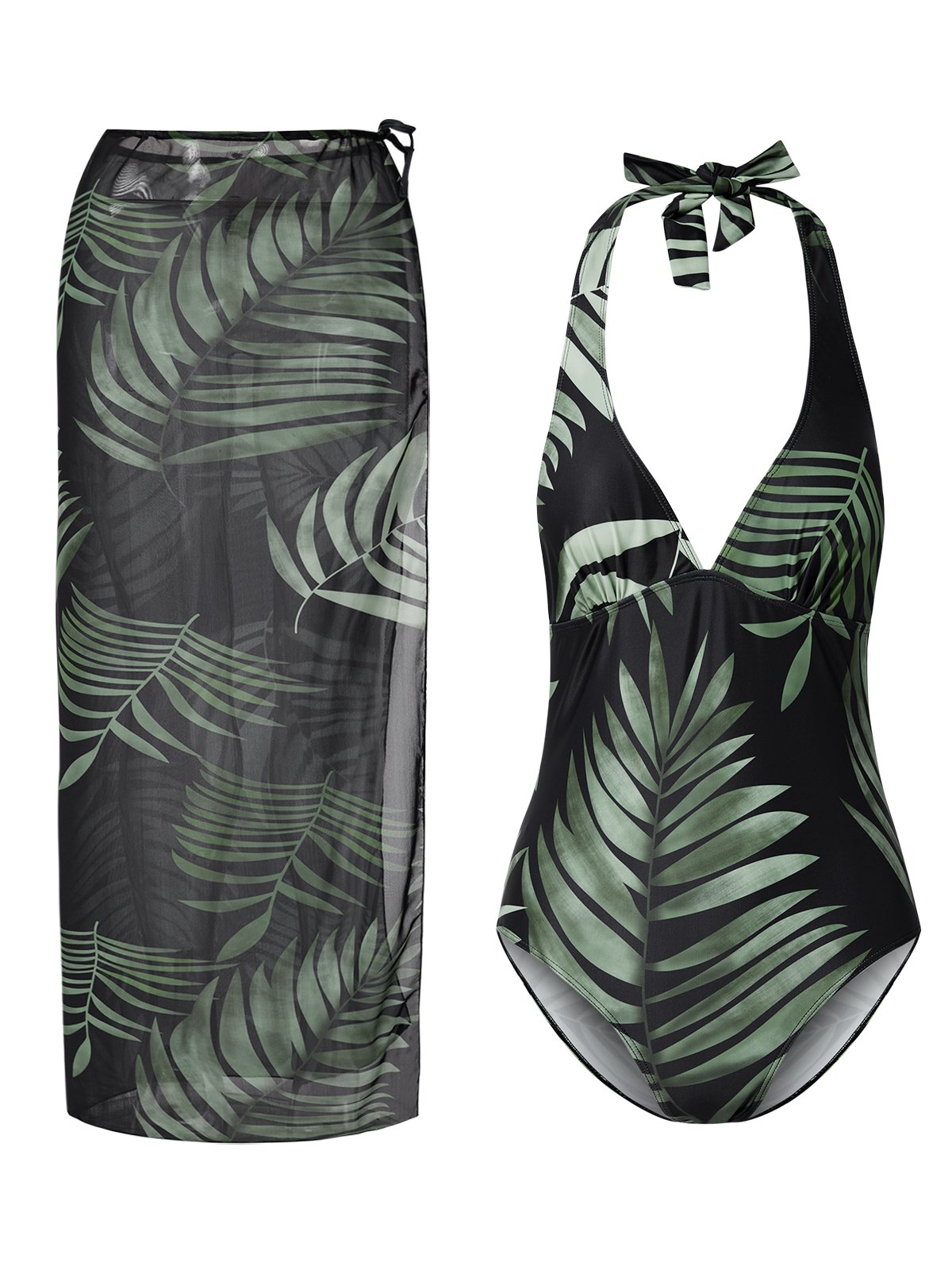 flowersverse Elegant Floral Printing V Neck One Piece Swimsuit