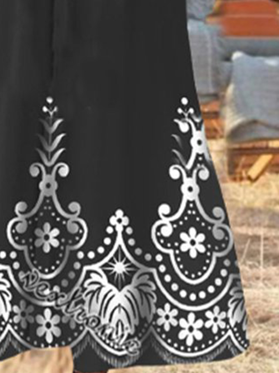 flowersverse Plus Size Loose Vintage Dress