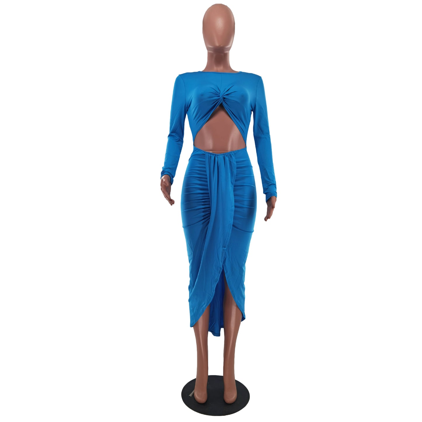 flowersverse Women's Clothing Autumn/Winter Solid Color Sexy Tight Fitting Bodycon Dress