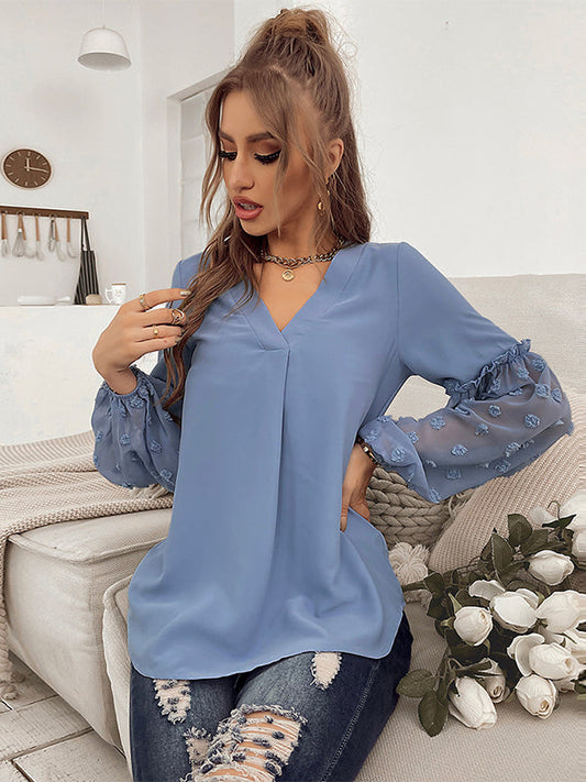 flowersverse Going Out Loose Polka-Dot Blouses&Shirts Tops