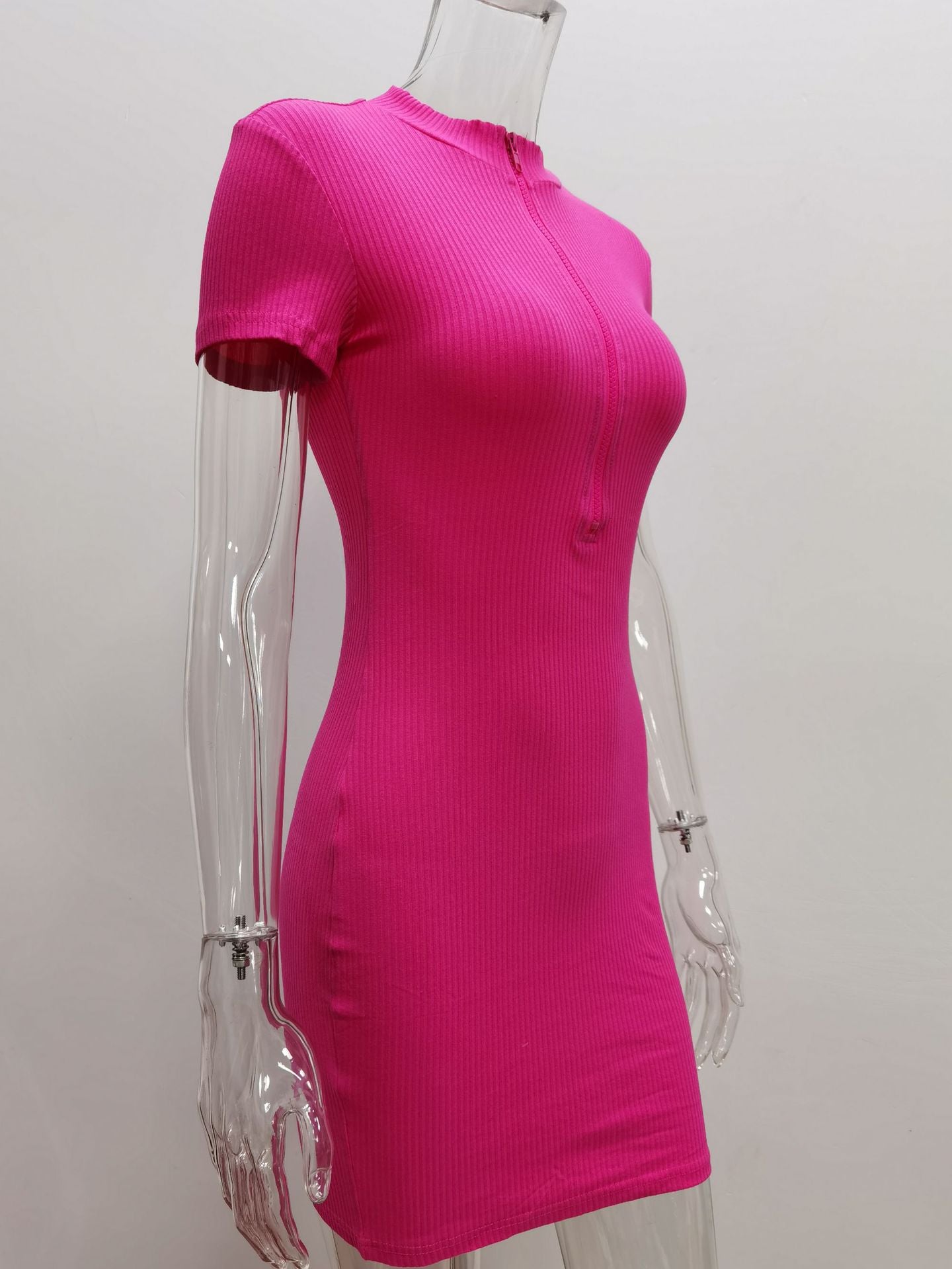 flowersverse Women Turtleneck Short Sleeve Dress