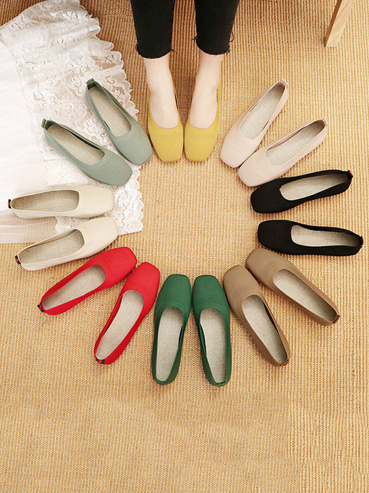flowersverse Breathable Solid Color Flat Shoes
