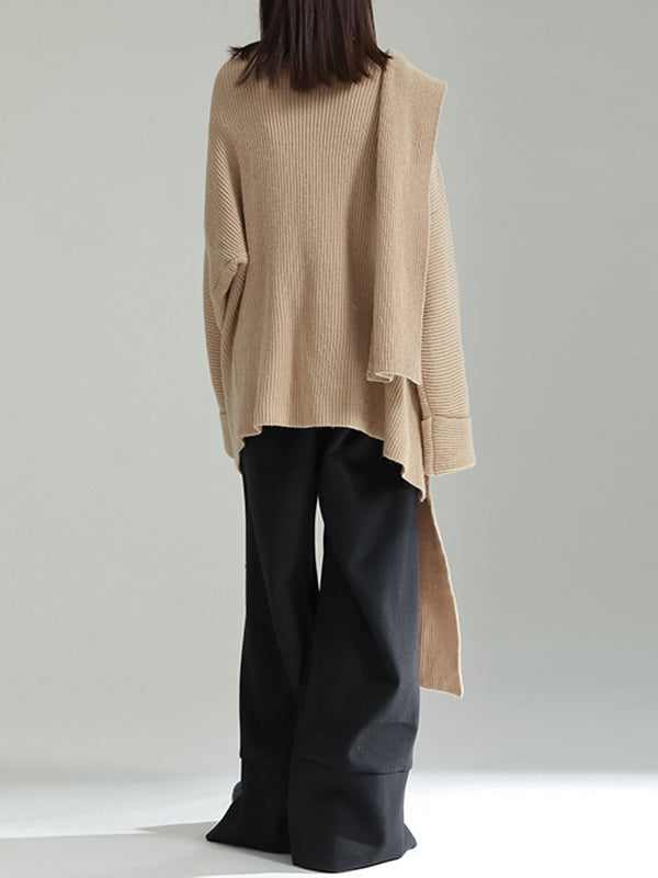 flowersverse Asymmetric Three-Dimensional Flower High-Low Long Sleeves Round-Neck Cardigan Tops