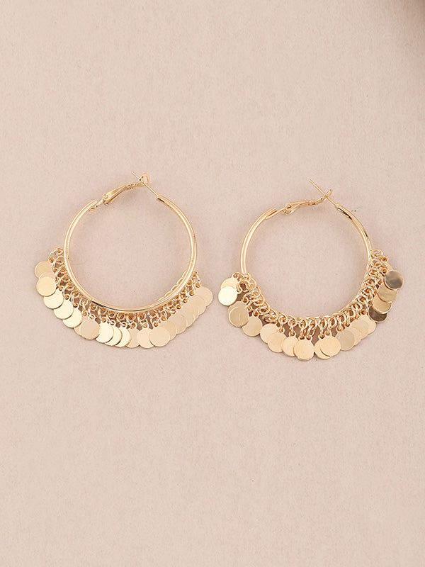 flowersverse Fashion Tasseled Solid Color Geometric Earrings Accessories