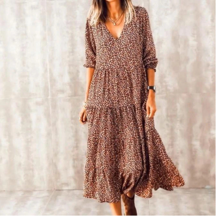 flowersverse New Ladies Printed Dress Floral Bohemian Long Skirt