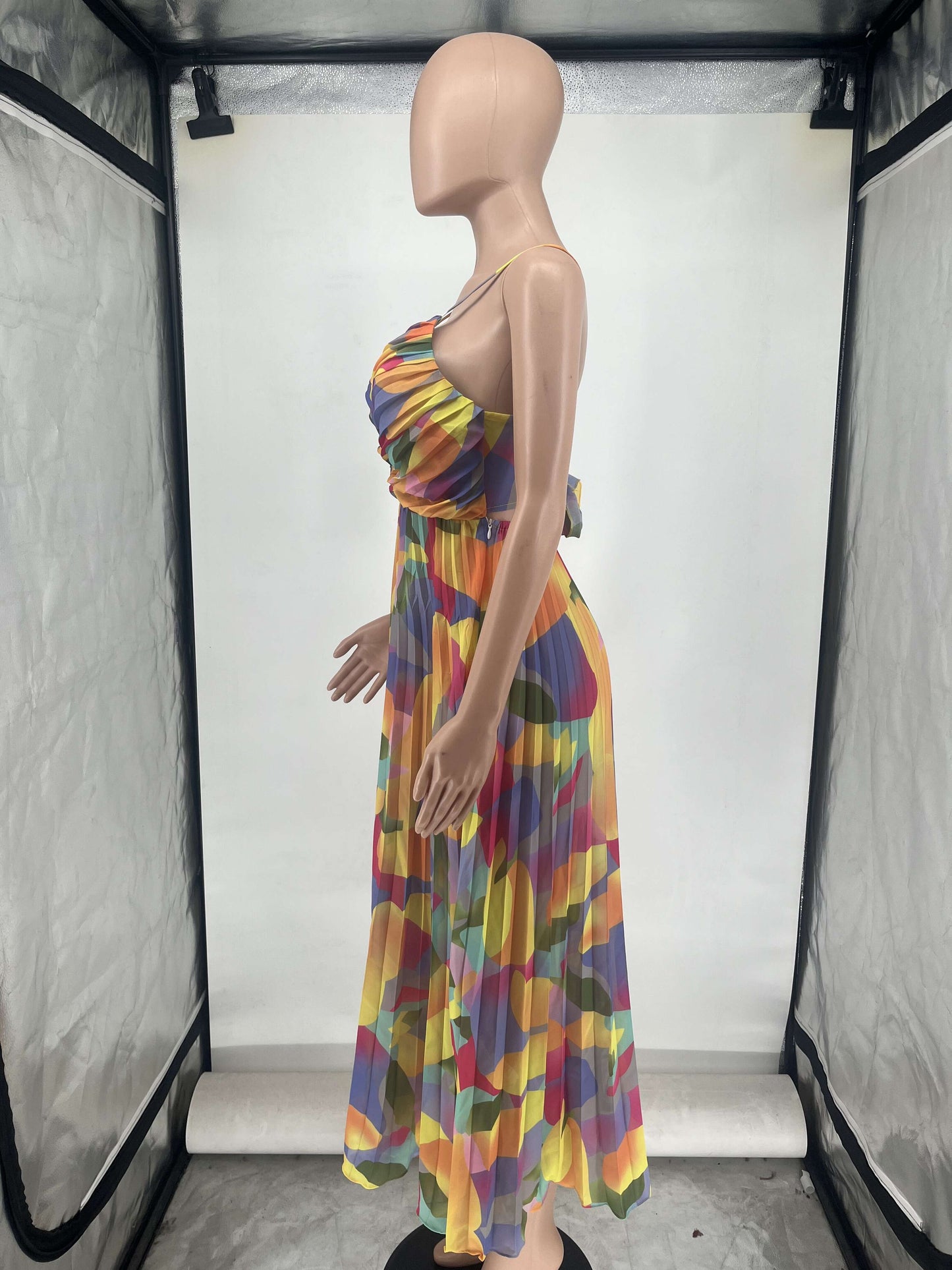 flowersverse Women's Club Chic Casual Pleated Print Dress