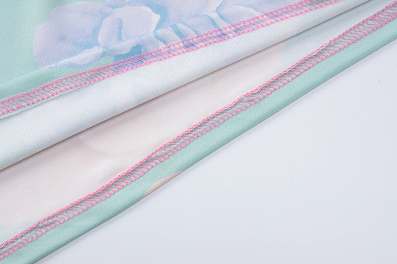 flowersverse Women's Summer Lace-Up Halter Neck Sexy Low Back Print Bodycon Dress Women