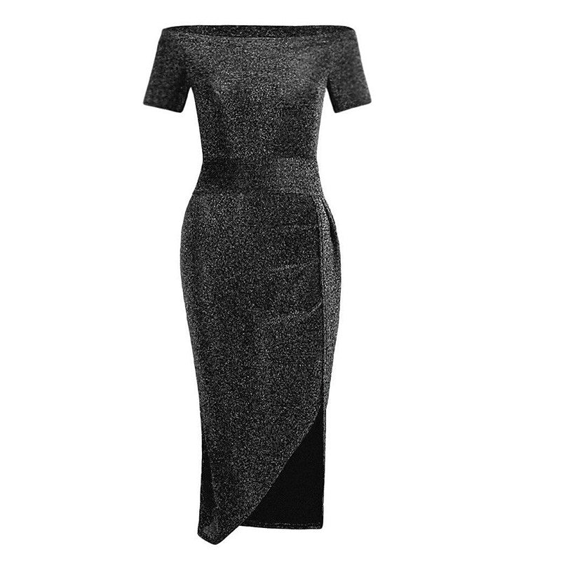 flowersverse Women's Semi Formal Dress Party Dress Sheath Dress Midi Dress Black Red Grey Short Sleeve Pure Color Backless Spring Fall Winter Off Shoulder Fashion Party Wedding Guest Spring Dress S M L XL XXL