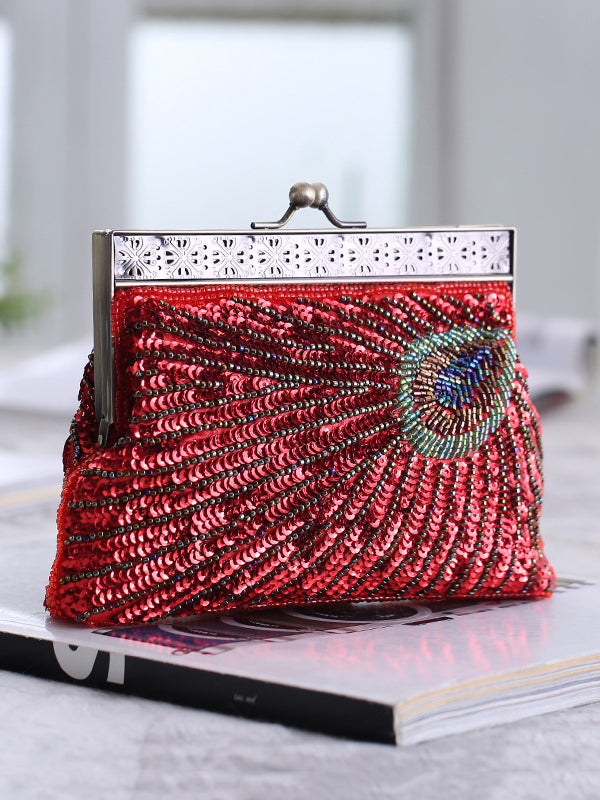 flowersverse 4 Colors Urban Geometric Sequined Makeup Bag Handbag