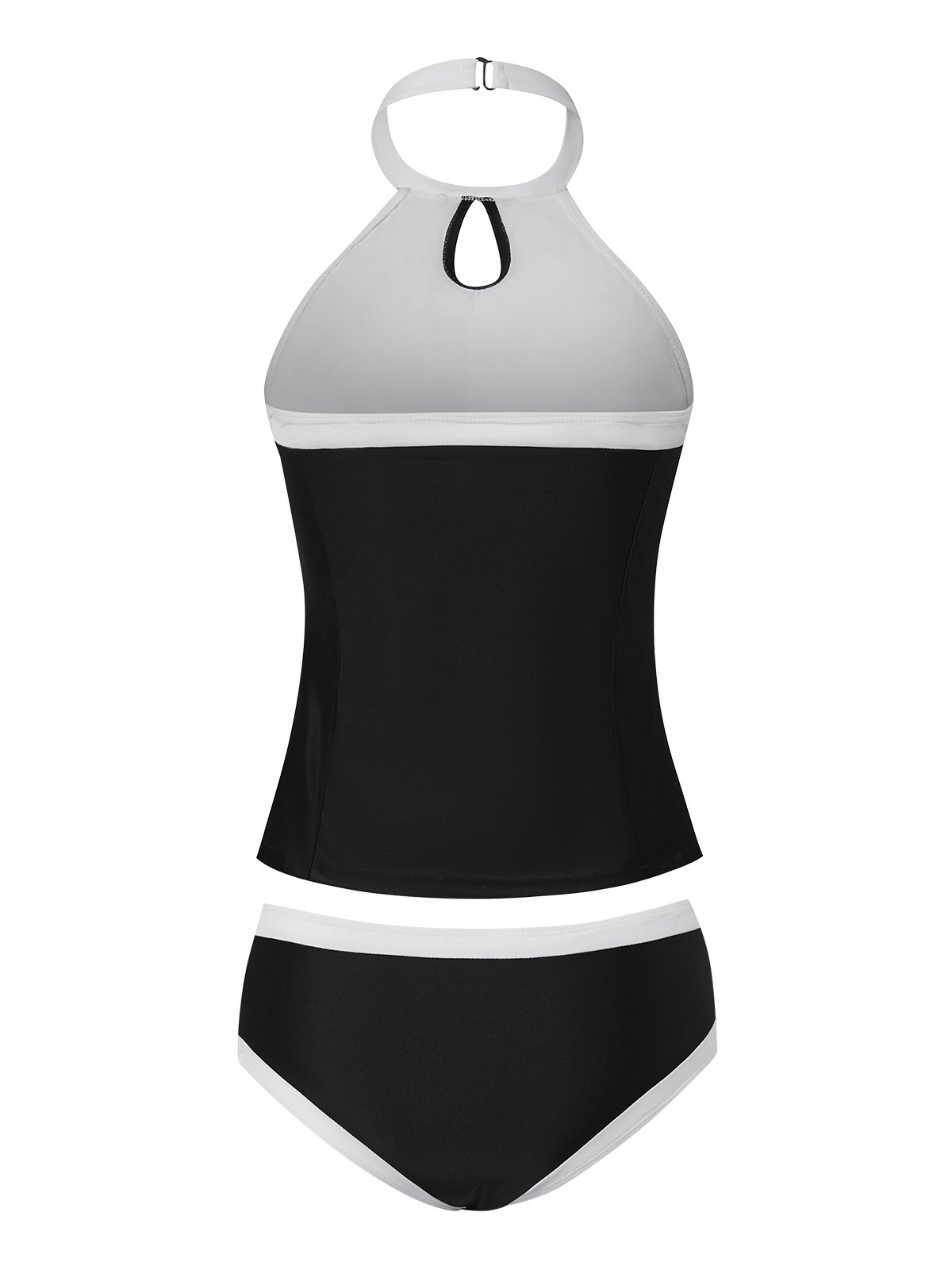 flowersverse Casual Gathered Color Block Crew Neck Tankinis Two-Piece Set