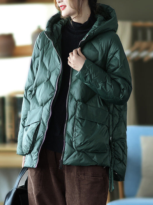 flowersverse Original Solid Hooded Cotton-Padded Coat