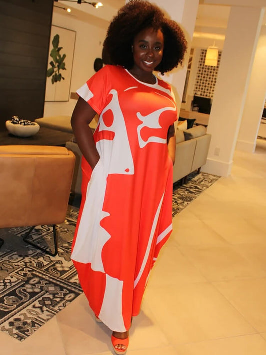 flowersverse Short Sleeve Printed Casual Maxi Dresses