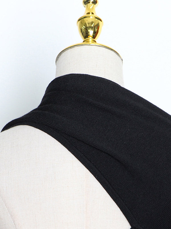 flowersverse Casual Cropped One-Shoulder Kniting Sweater