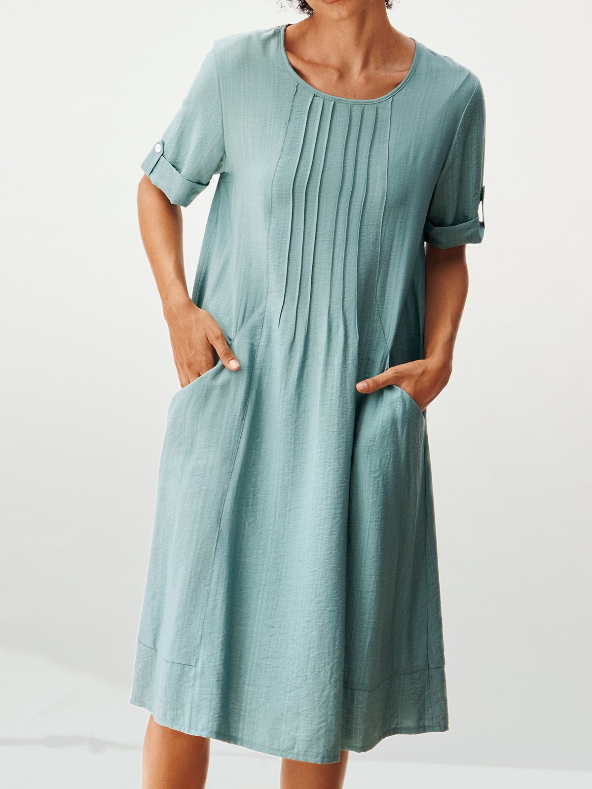 flowersverse New Women Fashion Plus Size Holiday Beach Vintage Short Sleeve Casual Knitting Dress