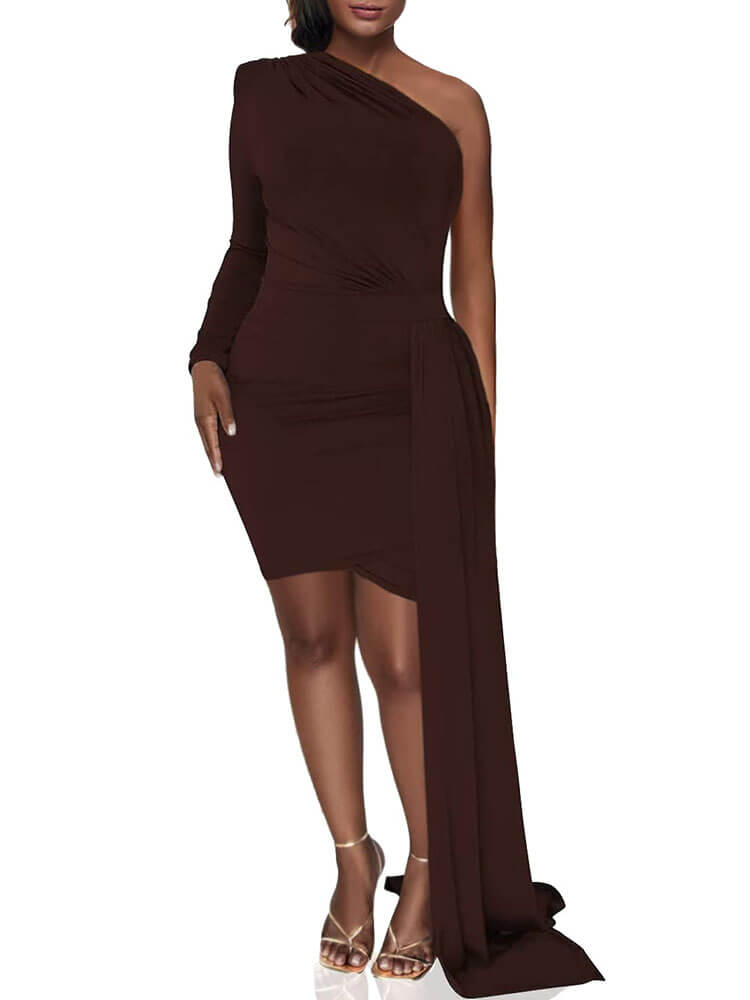 flowersverse One Shoulder Ruched Bodycon Mini Dresses