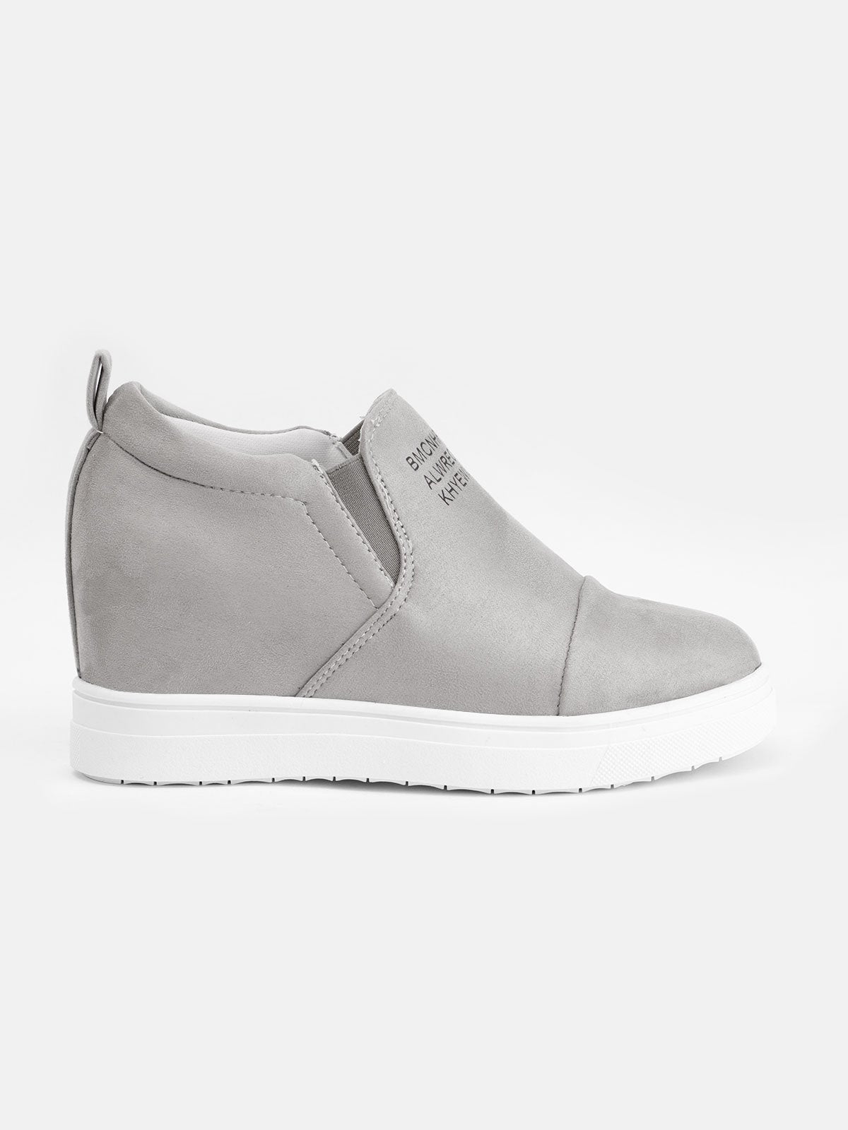 flowersverse Women Faux Suede Wedge heel Sneakers Slip on Breathable Shoes