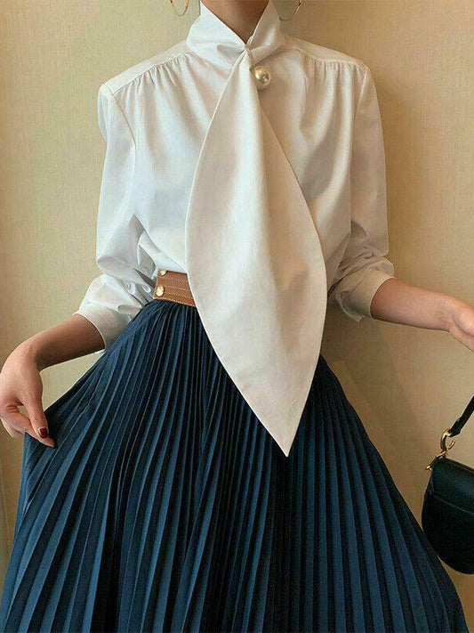 flowersverse White Inspired Designer Oversize Tops Shirt Blouse