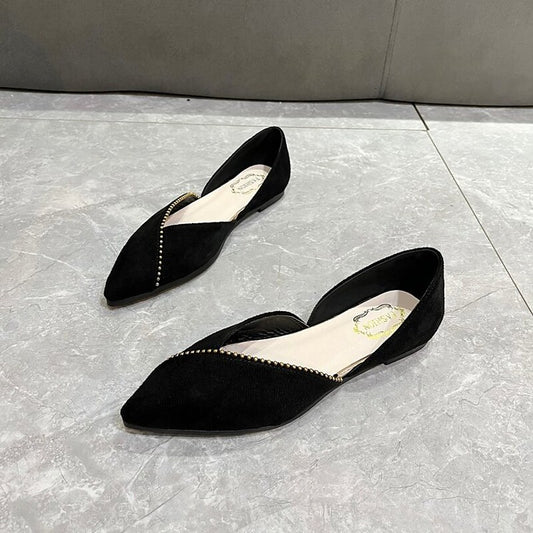 flowersverse Women's Flats Dress Shoes Plus Size Daily Beading Flat Heel Pointed Toe Elegant Casual Synthetics Loafer Solid Colored Black Green Beige