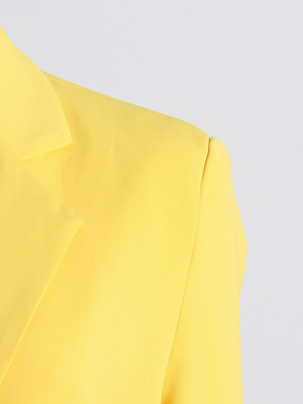 flowersverse Backless Buttoned Hollow Rhine Stones Solid Color Long Sleeves Deep V-Neck Blazer
