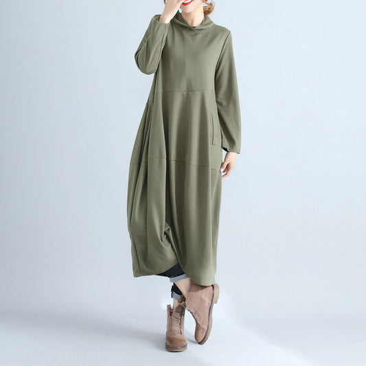 flowersverse Fashion Plus Size Long Sleeve Hoodie Fall Dresses
