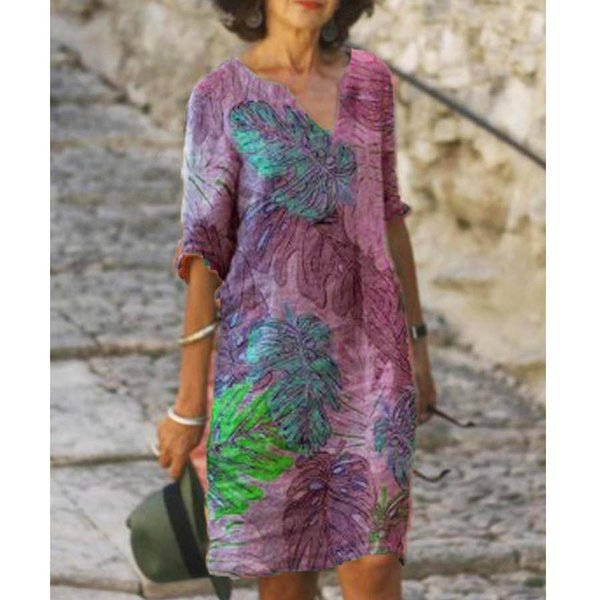 flowersverse Cotton-Blend Vintage A-Line Weaving Dress