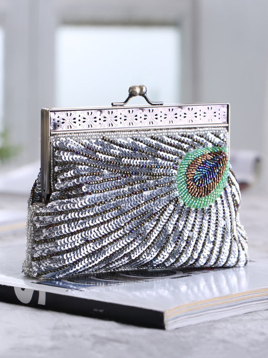 flowersverse 4 Colors Urban Geometric Sequined Makeup Bag Handbag