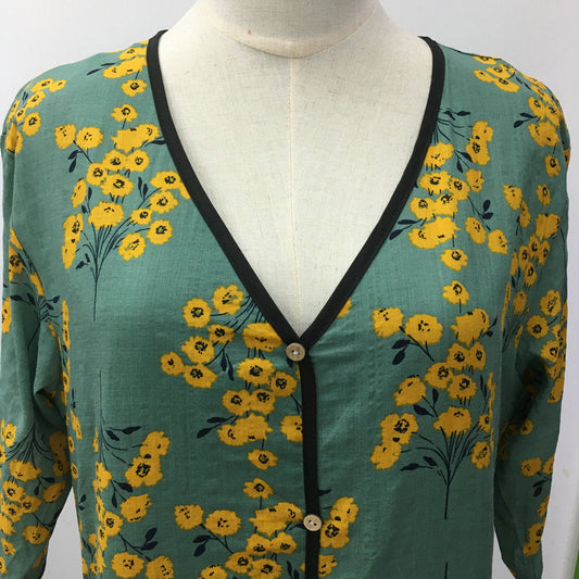 flowersverse Retro Printed Double-Layer Plus Size Women's Dress