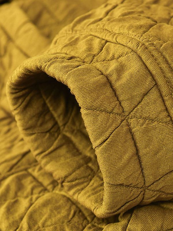 flowersverse Casual Long Sleeves Loose Buttoned Keep Warm Solid Color Hooded Padded Coat