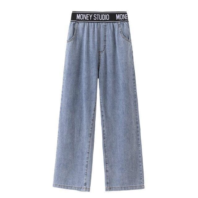 flowersverse plus size 4XL joggers women's summer thick female pants high waist jeans women straight straight loose wide leg pants