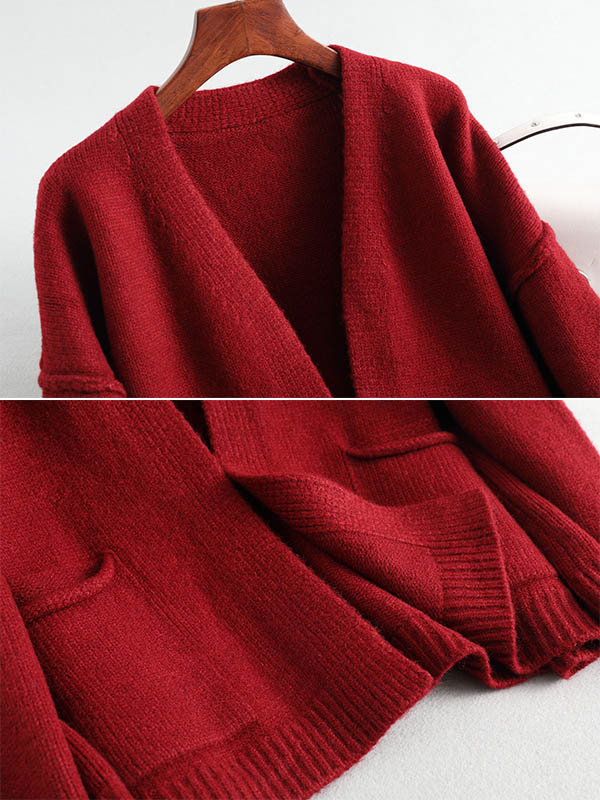 flowersverse Urban Solid Color Long Sleeves Knitting Cardigans Outerwear