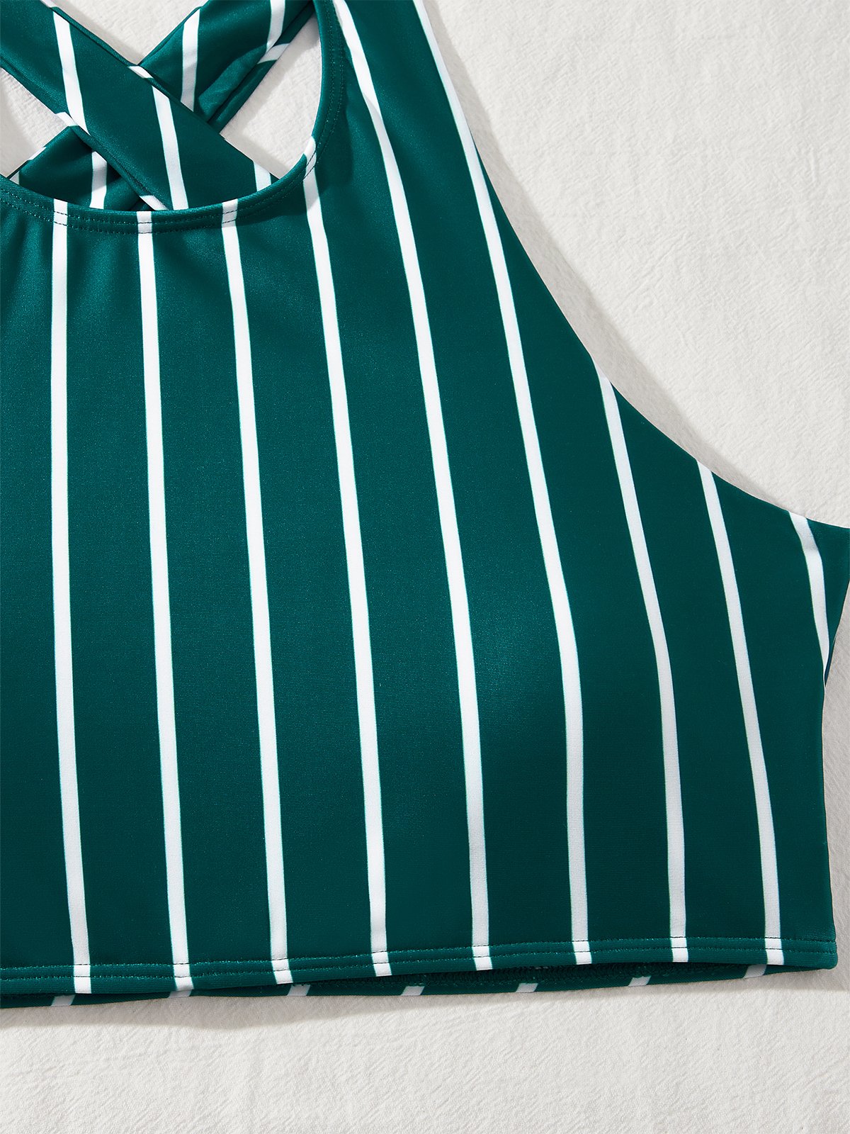 flowersverse Casual Striped Printing Spaghetti Bikinis Two-Piece Set