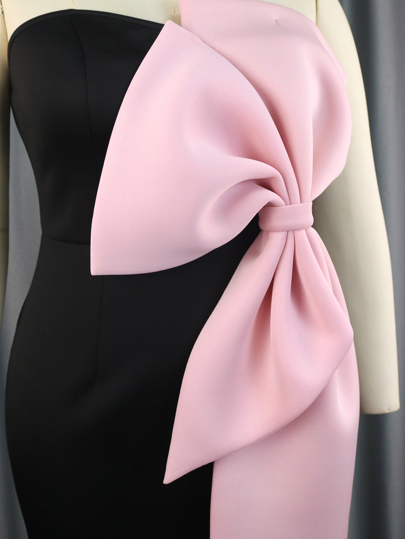 flowersverse Sexy Strapless Contrast Bow Bodycon Formal Party Dress Dress Elegant Dress