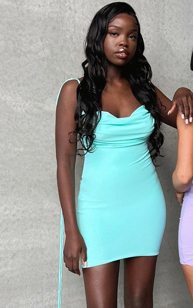 flowersverse Women Sexy Plunging Gathered Halter Summer Dress