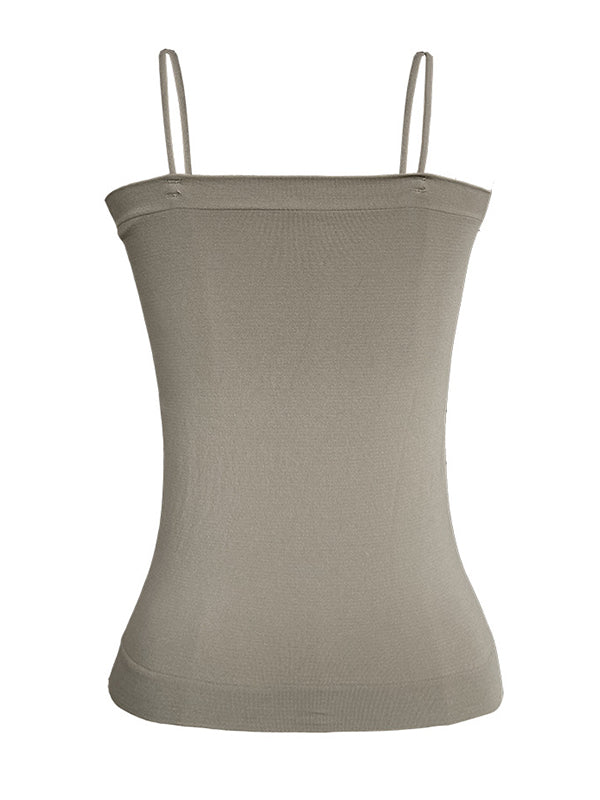 flowersverse Simple Casual Solid Color Spaghetti-Neck Vest Top