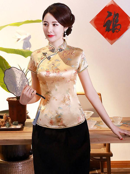 flowersverse Vintage Plum Blossom Cheongsams Tops