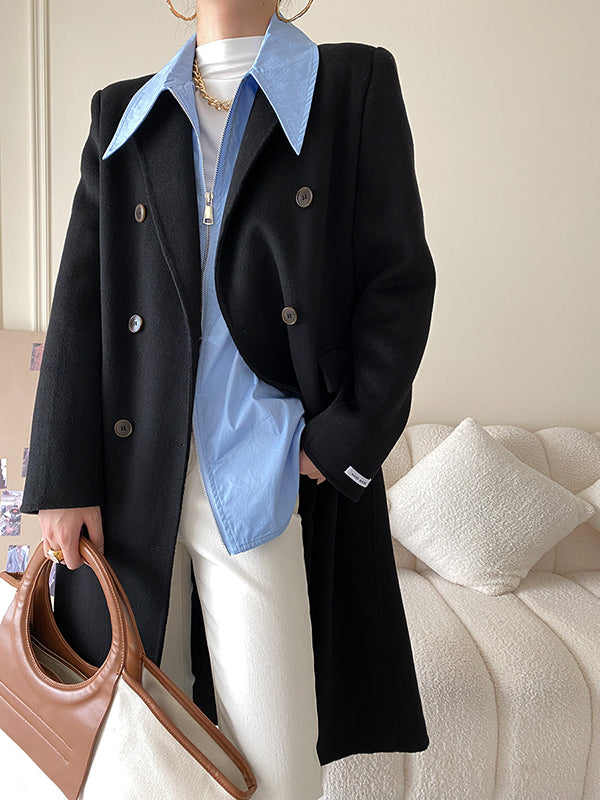 flowersverse Fashion Long Sleeves Solid Color Zipper Lapel Collar Blouses
