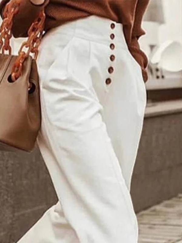 flowersverse Solid Color Loose Wide Leg Casual Pants Bottoms