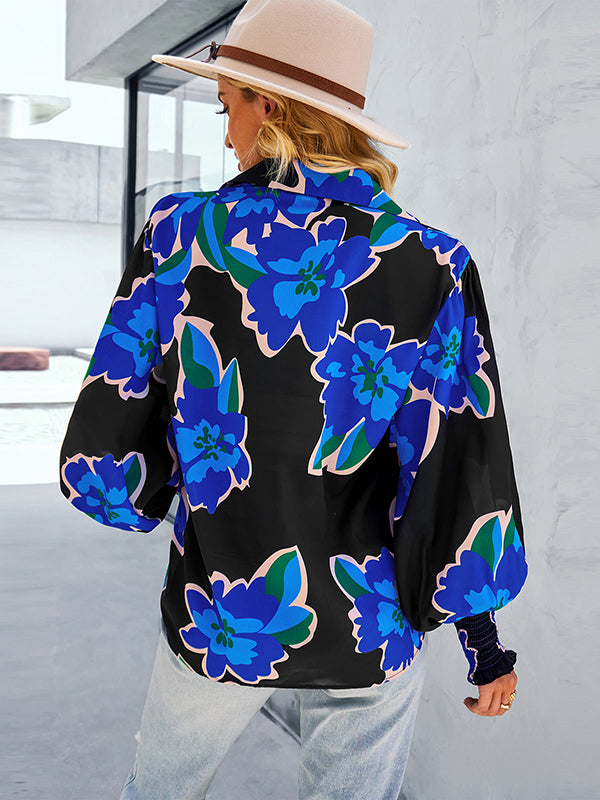 flowersverse Casual Loose Floral Blouses&Shirts Tops
