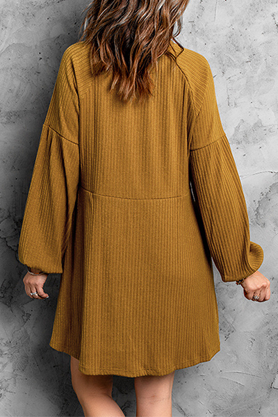 flowersverse Casual Solid Pocket O Neck A Line Dresses(3 Colors)