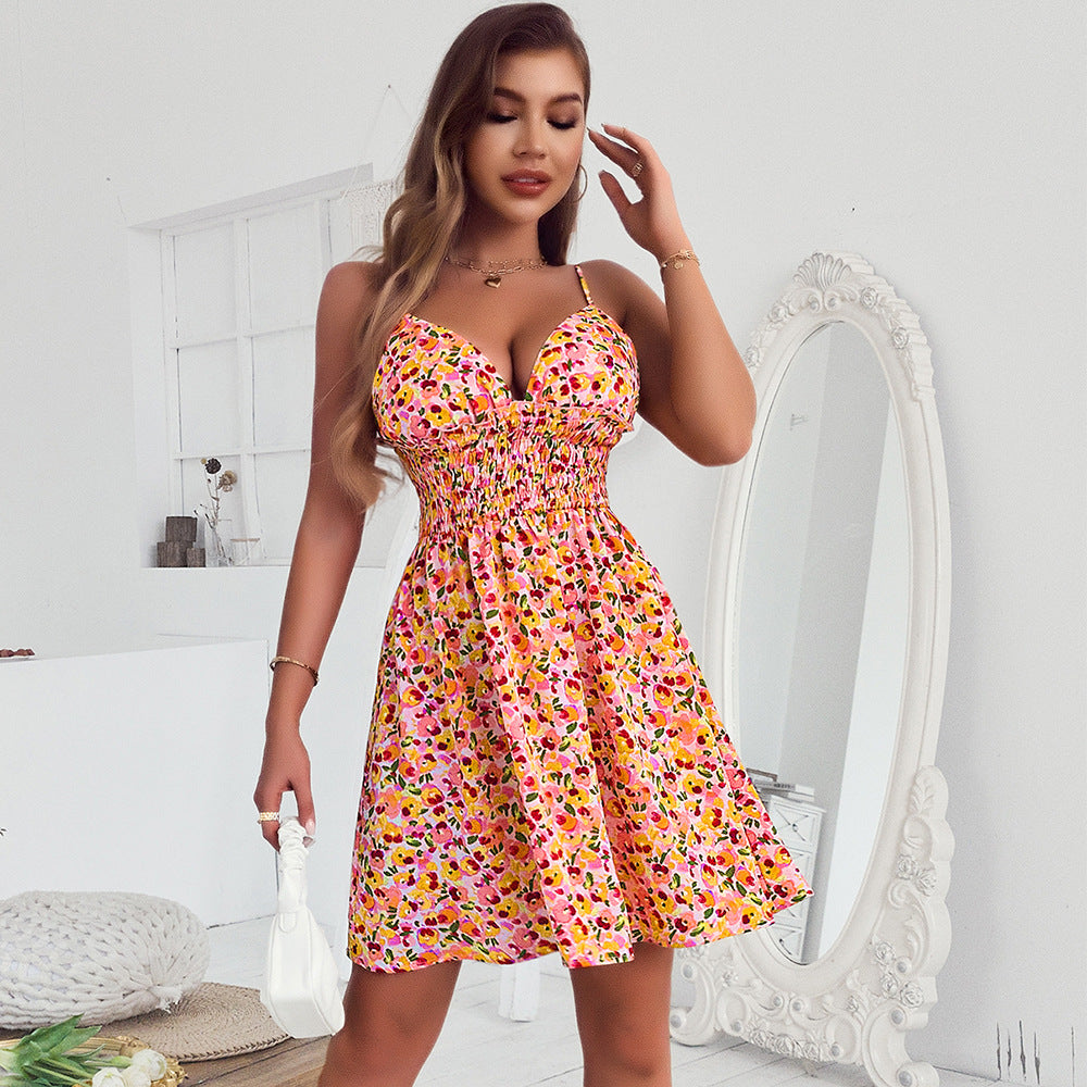 flowersverse Strap A-Line Skirt Temperament Casual Dress