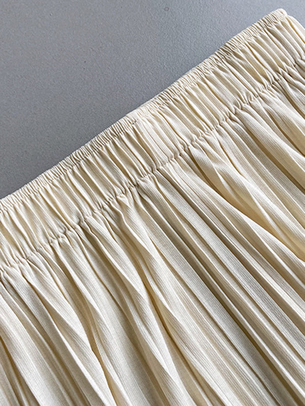 flowersverse Pleated Solid Color Wide Leg Pants Bottoms