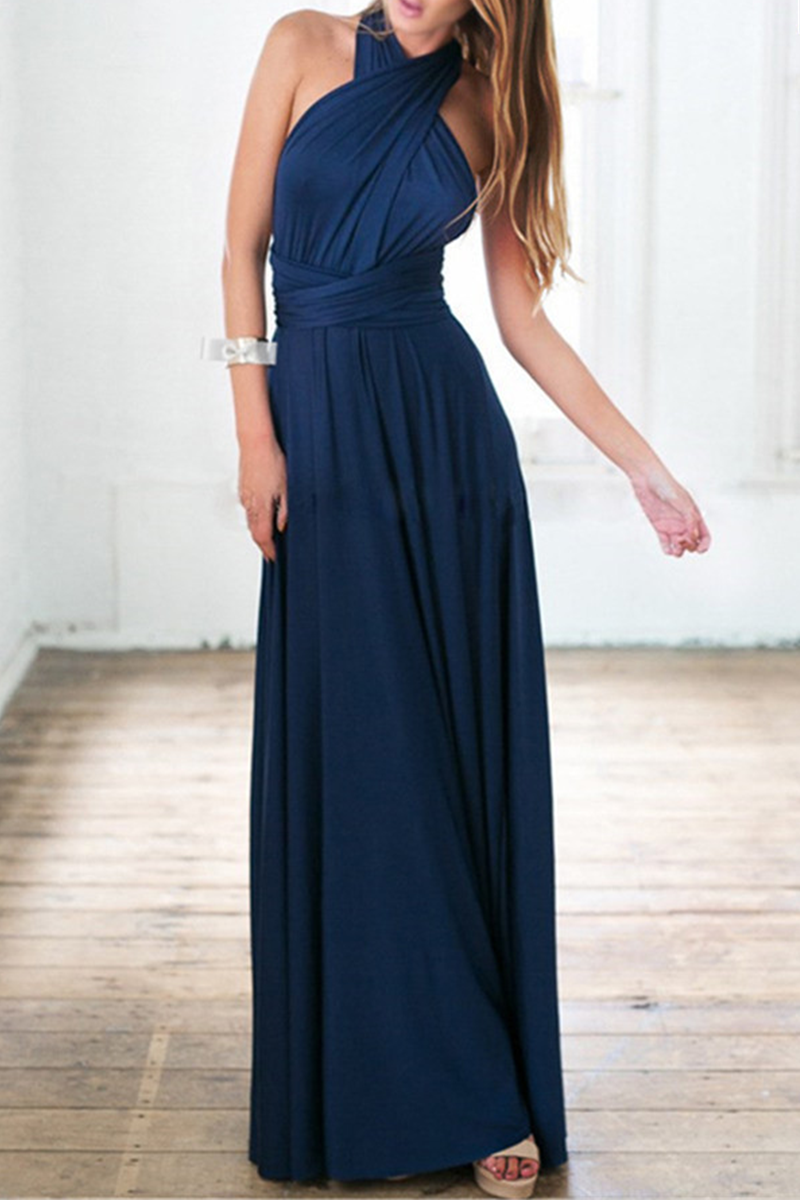 flowersverse Elegant Solid Backless Strap Design Evening Dress Dresses(20 Colors)