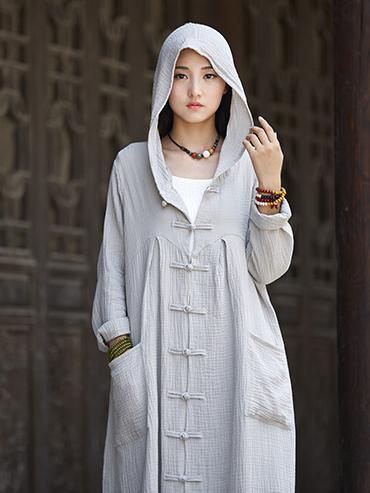 flowersverse National Style Mistarious Linen Cape Coat
