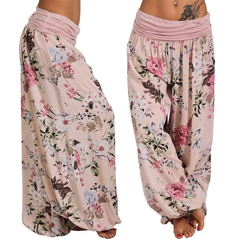 flowersverse Women‘s Harem Pants Breathable Quick Dry Moisture Wicking Yoga Fitness Gym Workout Bloomers Bottoms Apricot White Black Winter Plus Size Sports Activewear Micro-elastic Loose / Athletic