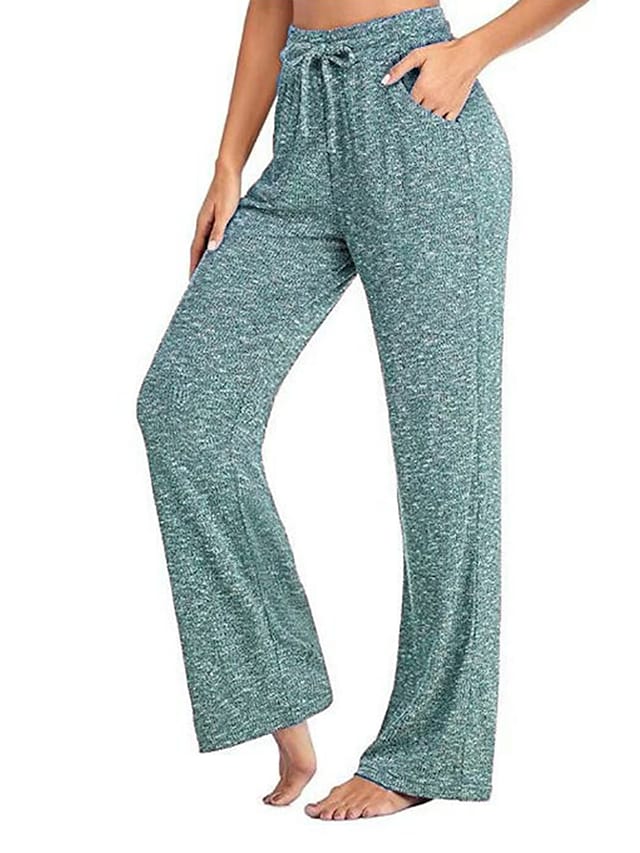 flowersverse Women's Plus Size Loungewear Pants Pure Color Simple Casual Comfort Home Daily Vacation Polyester Breathable Pant Pocket Elastic Waist Summer Spring Black Red